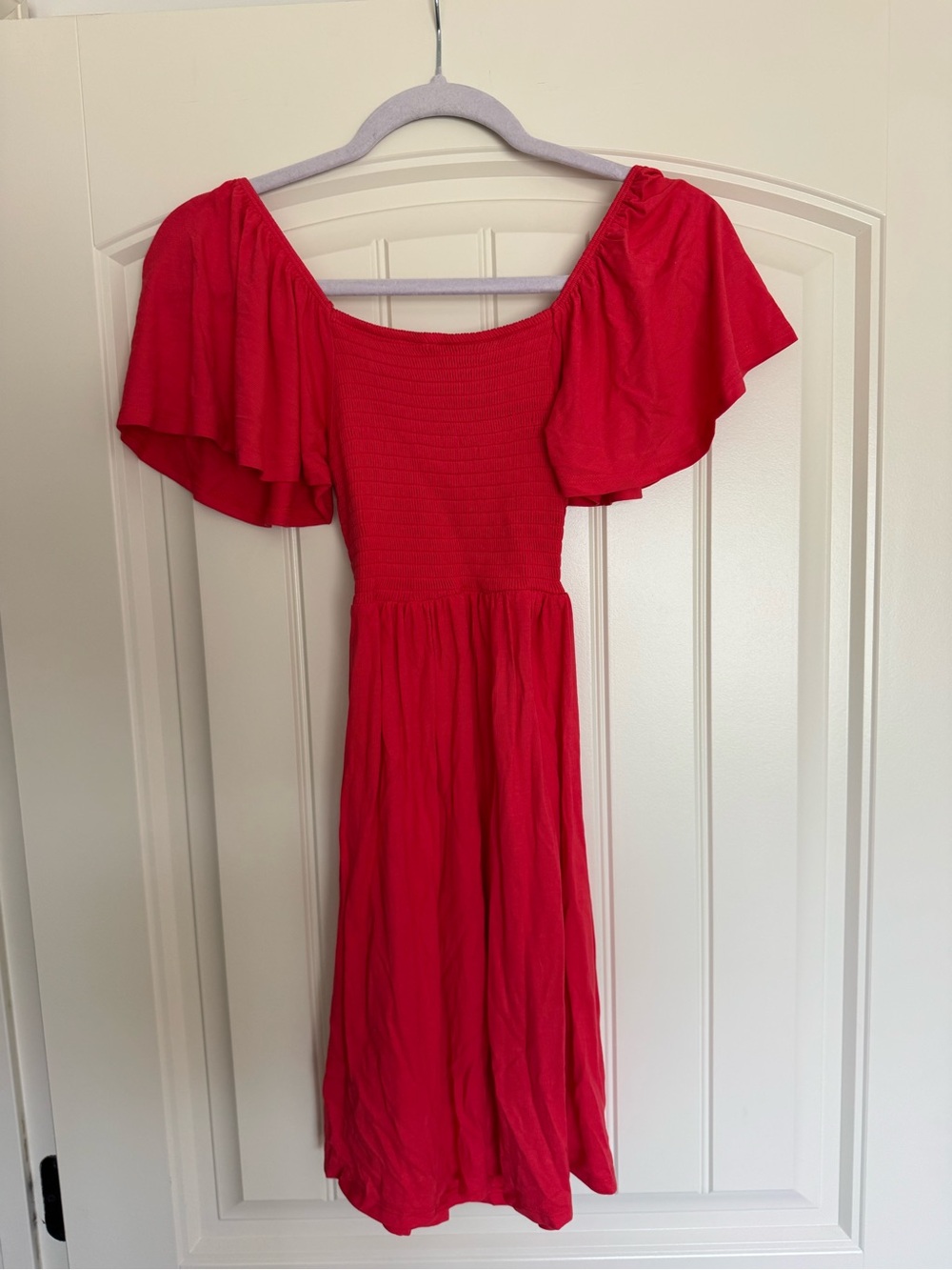 VENUS Bright Red Flutter Sleeve Dress and Open Back